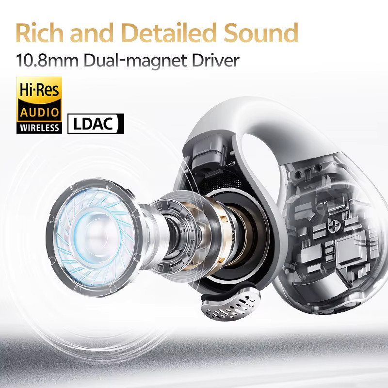 QCY Crossky C30S Offene Ohrhörer in Silber, kabellose Clip-On-Ohrhörer mit Bluetooth, LDAC Hi-Res Audio und IPX5-Schutz für Sport und Laufen - Bild 2