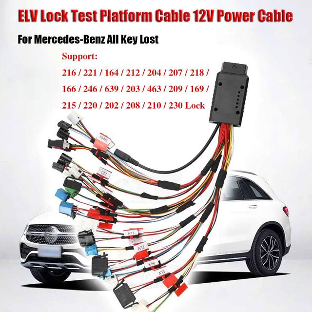 OBDOK ELV-Schloss-Testplattform-Kabel für Mercedes-Benz zur Schlüsselprogrammierung und bei Schlüsselverlust, unterstützt VVDI Großtablet, Schwarz/Mehrfarbig - Bild 1