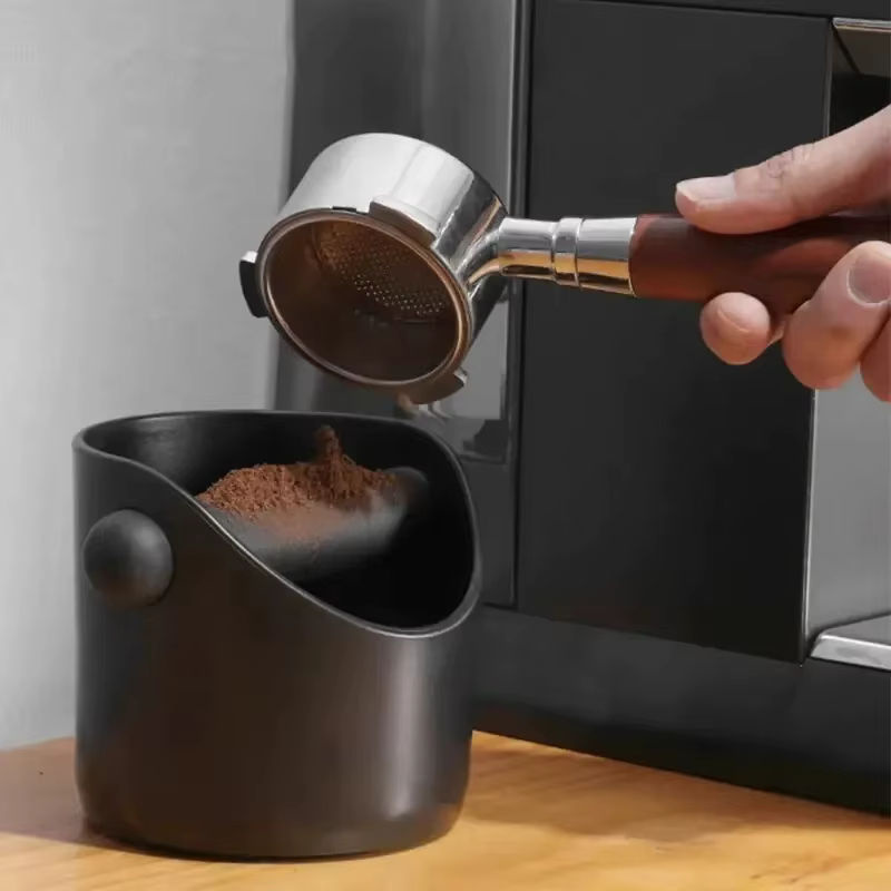 Espresso Knock Box mit abnehmbarem Inneneimer, rutschfest und stoßdämpfend, rund, in Schwarz oder Grün - Bild 6