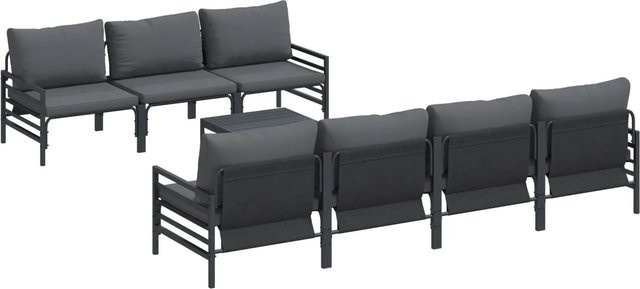 vidaXL Garten-Sofa-Set 8-teilig in Anthrazit mit Kissen aus wetterfestem Polyester und pulverbeschichtetem Stahlrahmen - Bild 1