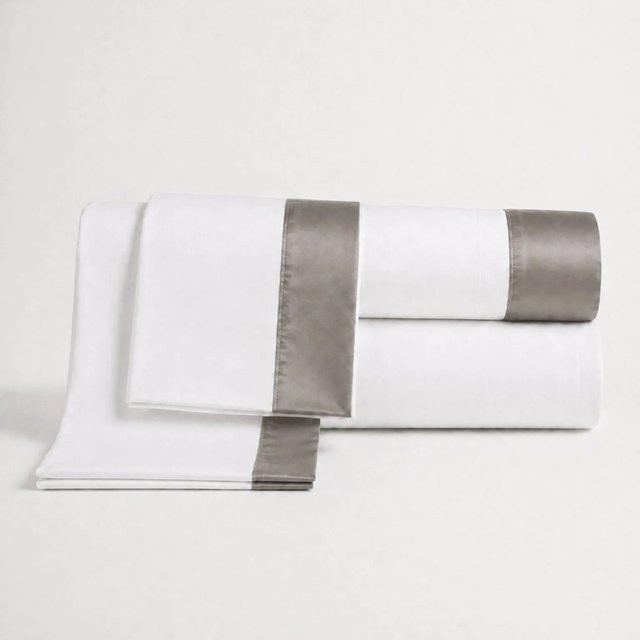 The White Stone Bettwäsche-Set aus 100% Baumwolle mit Jacquard-Muster in Weiß und Grau - Bild 1