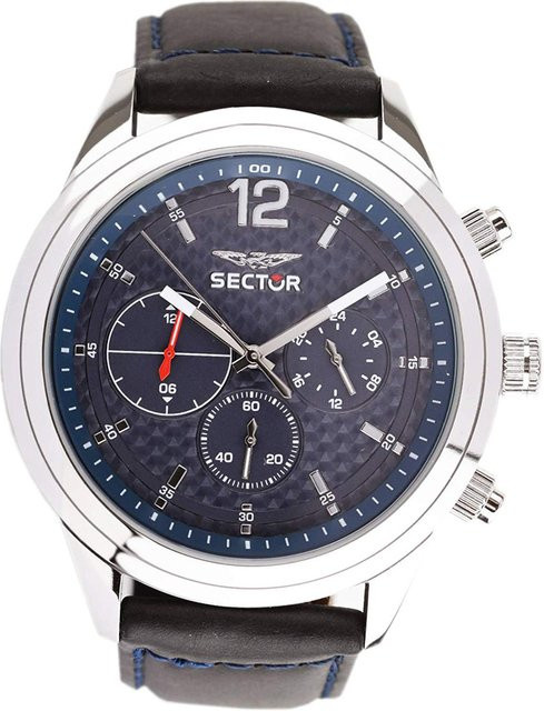 Sector Chronograph Herrenuhr, Quarz, Edelstahl, Leder, 45 mm, Blau - Bild 1