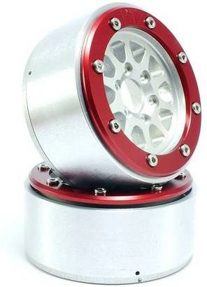 Metsafil 1:10 Crawler Felgen Gear aus Aluminium in Silber-Rot, 1 Paar - Bild 1