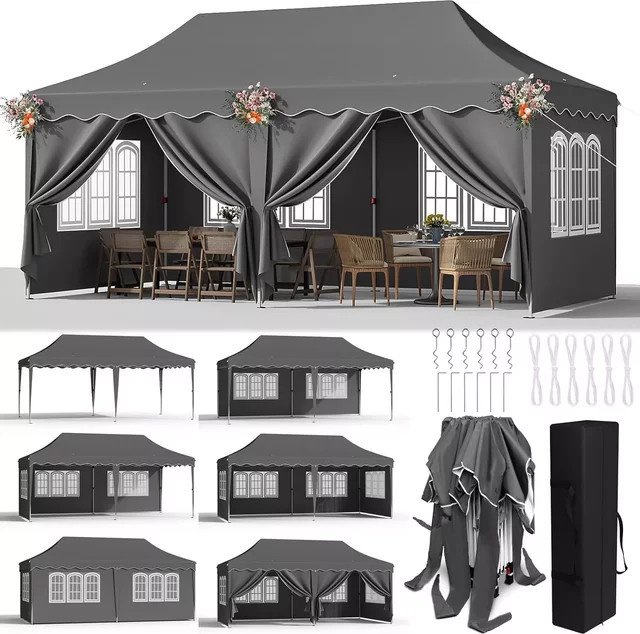 Homfa Faltbarer Pavillon Gazebo in Weiß mit 6 Seitenwänden, Wasserdicht und UV 50+, B/T/H: 300 x 305,4 x 609,6 cm - Bild 1
