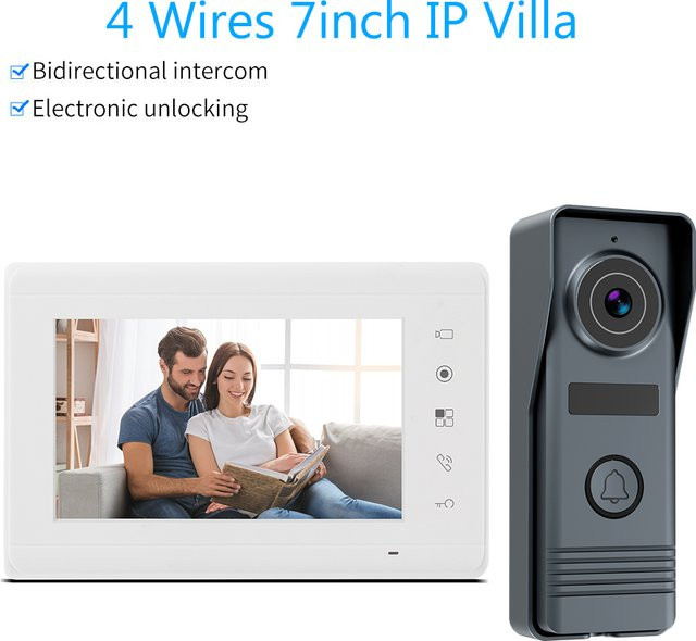 LUCKING DOOR Video-Gegensprechanlage M72T mit 7-Zoll-Bildschirm, RFID-Entsperrkamera und Nachtsicht, Weiß - Bild 1