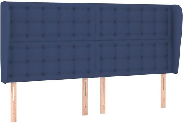 vidaXL Kopfteil mit Ohren in Blau, gepolstertes Stoff-Kopfteil, Breite: 163 cm, Tiefe: 23 cm, Höhe: 118 cm - Bild 1