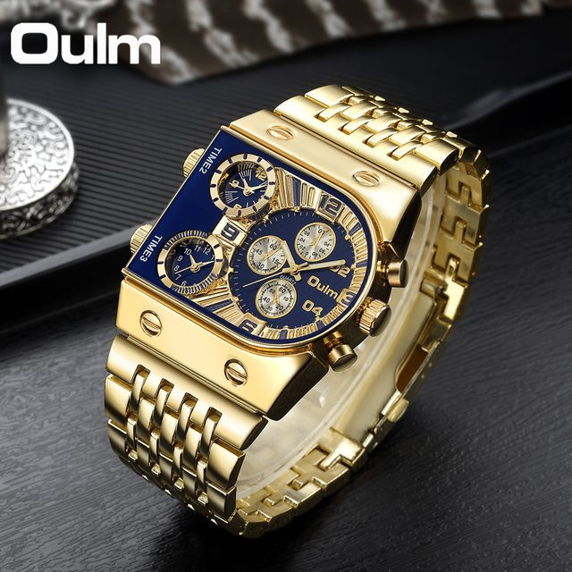 Oulm Armbanduhr, Quarz, Gold, Eckig, Edelstahl, Herren - Bild 1