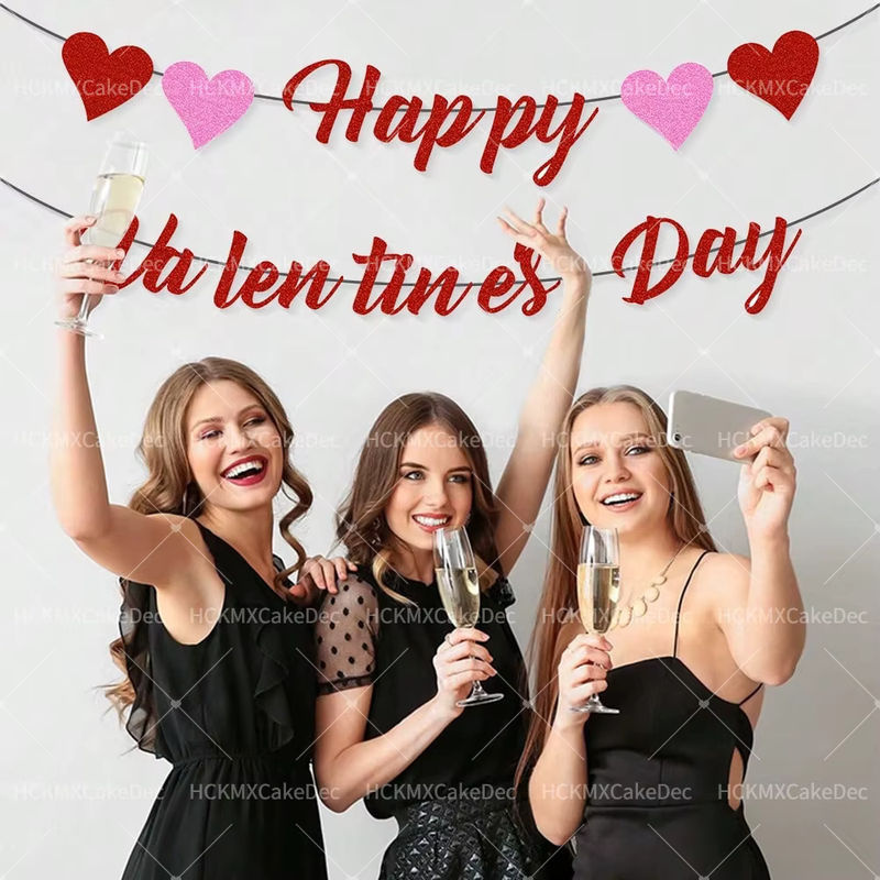 Dekoratives Valentinstag Banner mit roten und gelben Herzen aus Papier für Hochzeit und Zuhause - Bild 3