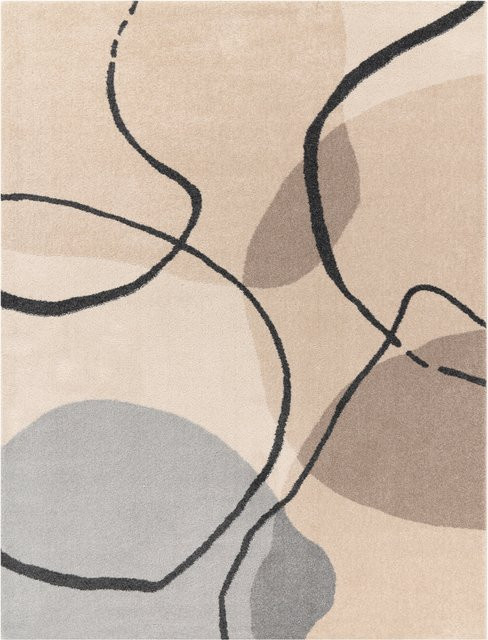 Moderner Teppich Balsa in Beige mit abstraktem Design, pflegeleicht und fußbodenheizunggeeignet, Breite: 120 cm, Länge: 170 cm - Bild 1