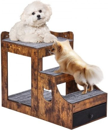 VEVOR Etagenbett für Haustiere mit abnehmbarer Treppe und Stauraum, mehrstufige Schlafcouch für Hunde und Katzen in Braun, B/T/H: 83 x 45 x 67,5 cm - Bild 1