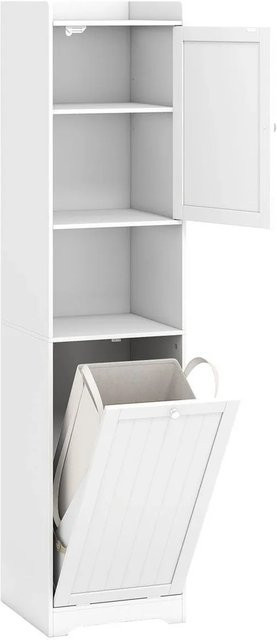Costway Bad Hochschrank mit Wäschekorb und verstellbarem Regal in Weiß, H: 170 cm, B: 40 cm, T: 38 cm - Bild 1