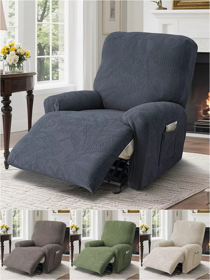 Yupartex 4-teiliges Jacquard Sofa-Schutzset mit floralem Muster für Liegesofas und Sessel - Bild 5