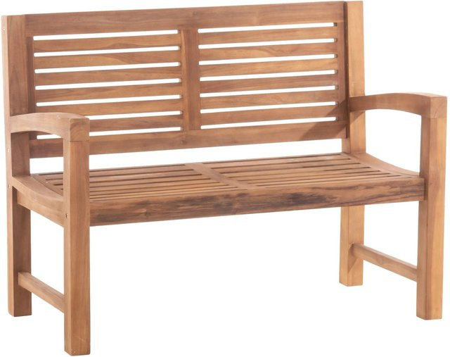 DELUKE Gartenbank DAGAD aus Teakholz in Braun mit Lehne und Armlehnen, B/T/H: 120 x 59 x 92 cm - Bild 1