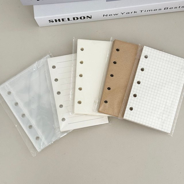 SKYSONIC M5 Ring-Nachfüllpapier und Aufbewahrungsbeutel Set, 45 Blatt pro Notizbuch in Grid, Line und Blank sowie Kraft-Design, 10 Stück PP-Binderbeutel, Farbe: Braun - Bild 1