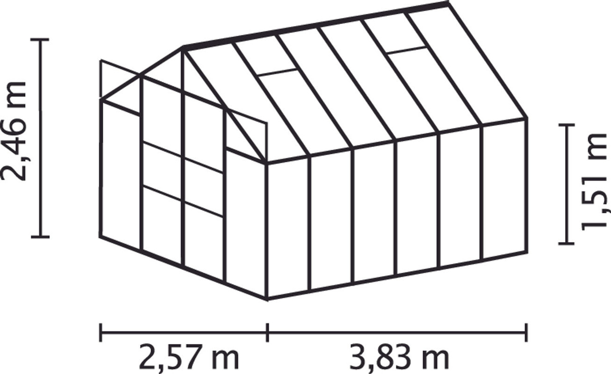 Vitavia Gewächshaus Uranus 9900 in Schwarz mit 4 mm HKP, B: 257 cm, T: 383 cm - Bild 2