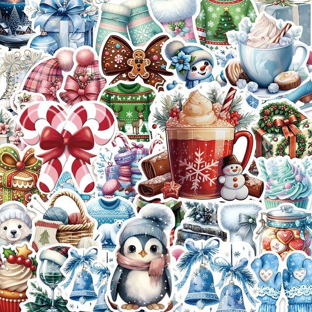 Kpustyle Cartoon Winter Graffiti Aufkleber im INS Stil, Multicolor, Set mit 10, 30 oder 54 Stück zur Dekoration von Laptop, Kühlschrank und Telefon - Bild 1