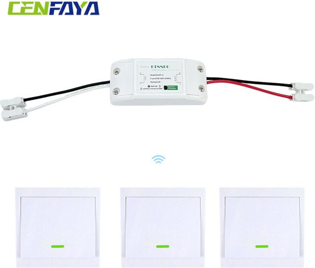 CENFAYA Kabelloser Smart Lichtschalter 433 Hz 86 Wandpanel in Weiß für LED-Lampen und Ventilatoren - Bild 1