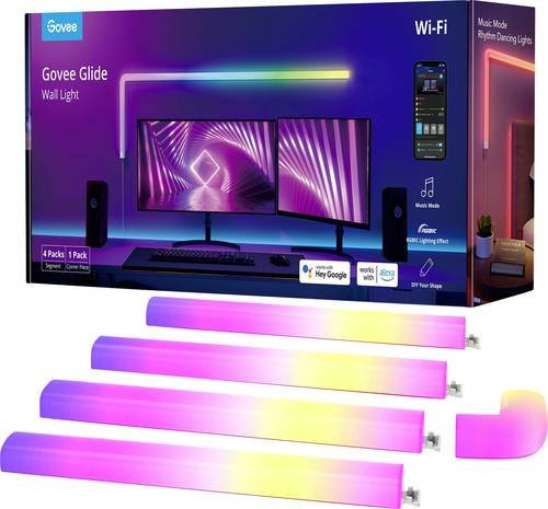 Govee Glide Wall Light (4+1) RGBIC LED Wandleuchte, Multicolour, mit WLAN und Bluetooth für Gaming Zimmer, Schlafzimmer und Wohnzimmer - Bild 1