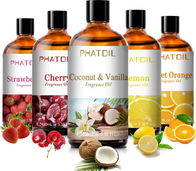 PHATOIL Aromatherapie-Duftöl, Kokosnuss, Vanille, Erdbeere, Kirsche, Zitrone, 100 ml - Bild 1