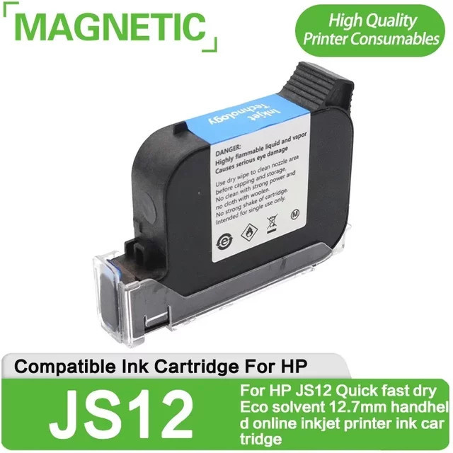 JS12 JS12M Handheld thermische Inkjet Drucker Patrone mit 600 DPI und schnell trocknender Eco Solvent Tinte in Schwarz - Bild 1