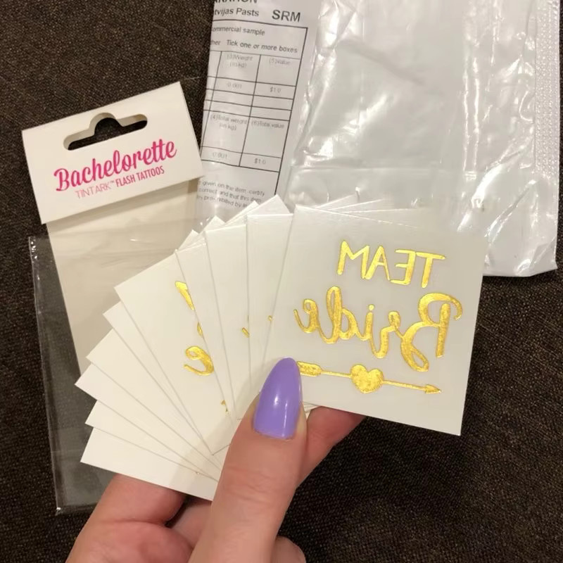 12 Stück VOILEY Tattoo Aufkleber Gold für Junggesellinnenabschied und Hochzeit Bride To Be Bachelorette Party Deko - Bild 3