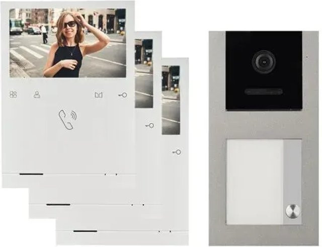 Balter Evo Quick Aufputz Video Türsprechanlage für 1 Familienhaus mit 3x 4,3 Zoll Monitoren in Grau - Bild 1