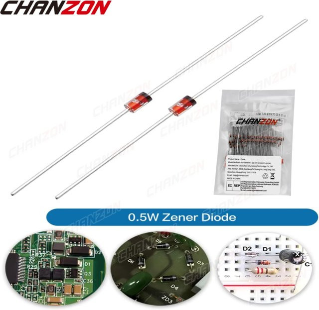 CHANZON Zenerdioden-Kit Gleichrichter-Sortiment in Rot mit verschiedenen Spannungen von 2 V bis 200 V - Bild 1