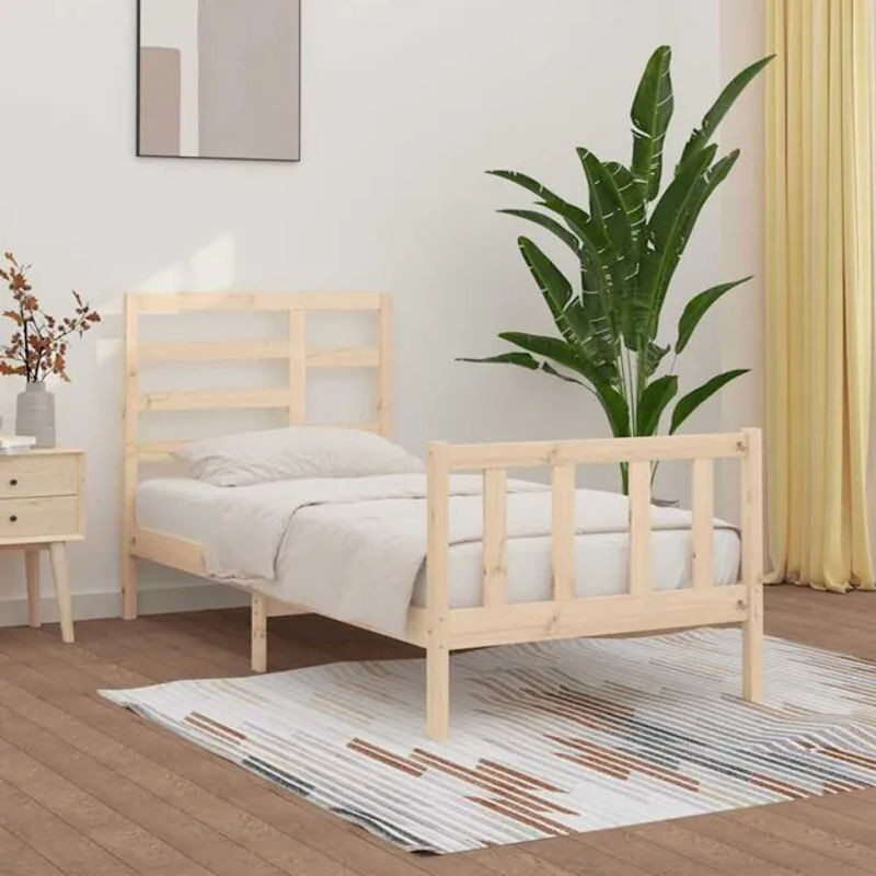 Massivholzbett aus Kiefernholz von vidaxl in Braun, B/T/H: 100 x 200 x 104 cm, ohne Matratze - Bild 1