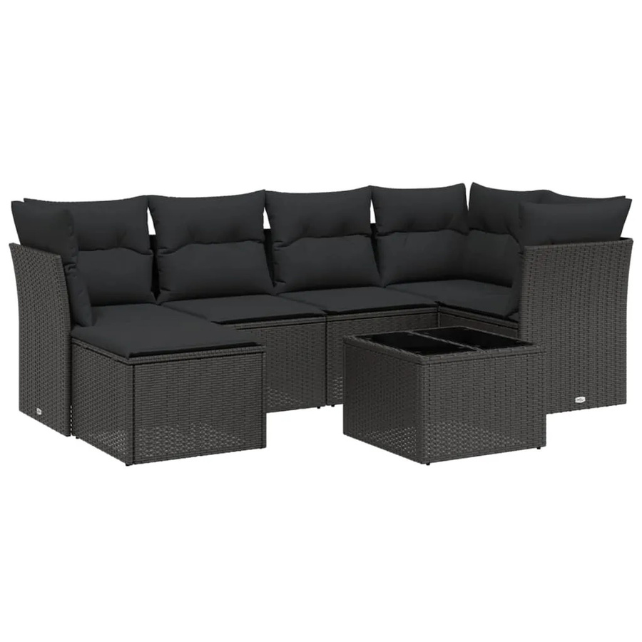 vidaXL 7-tlg Garten-Sofagarnitur aus Poly Rattan mit Kissen in Schwarz Modell 199 - Bild 2