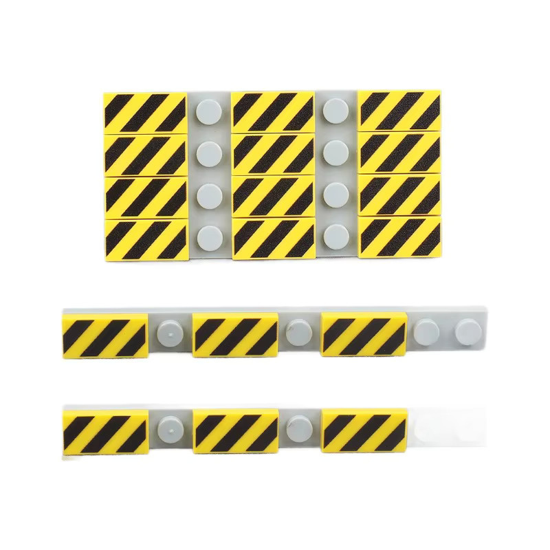 SixBricks MOC 1x2 Gelb Streifen Muster Bausteine Kits, 10-teiliges Set - Bild 2