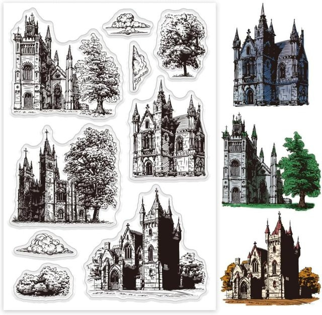Transparente Stempel Retro Castle für Scrapbooking und DIY Kartenherstellung - Bild 1