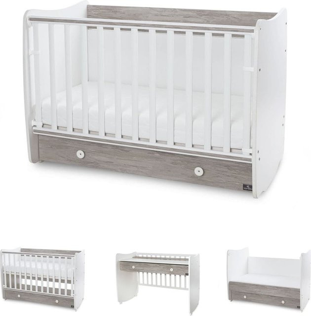 Lorelli Babybett Dream umbaubar als Kinderbett und Schaukelbett mit Schreibtisch, Farbe: Weiß/Grau, B/T/H: 140 x 70 cm - Bild 1