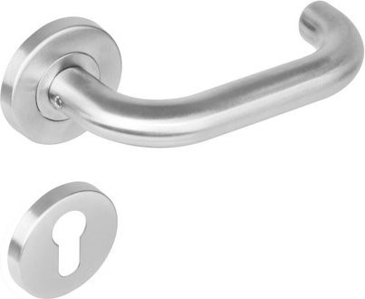 Intersteel Türdrücker in Edelstahloptik Silber mit PZ-Rosetten, Durchmesser: 53 mm, Dicke: 8 mm - Bild 1