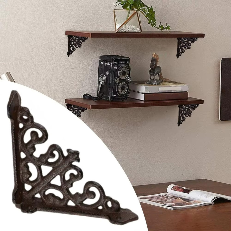 Nordischer Retro-Dreieckständer aus Gusseisen für wandmontierte Regalböden in Stahloptik - Bild 6