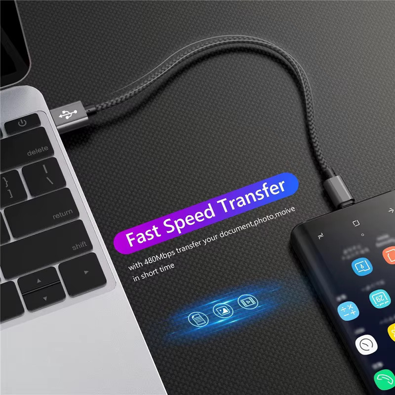 2A Micro USB Kabel aus rot geflochtenem Nylon für Android Smartphones von Samsung, Huawei, Xiaomi und HTC zur Datenübertragung und zum schnellen Laden - Bild 5