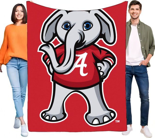 University of Alabama Big Al Elephant Decke, roter weicher Bettüberwurf für Fans - Bild 1