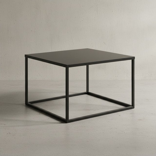 KADIMA DESIGN Quadratischer Couchtisch in Marmor-Optik mit schwarzem Stahlgestell im Industrial-Stil, B/T/H: 60 x 60 x 45 cm - Bild 1