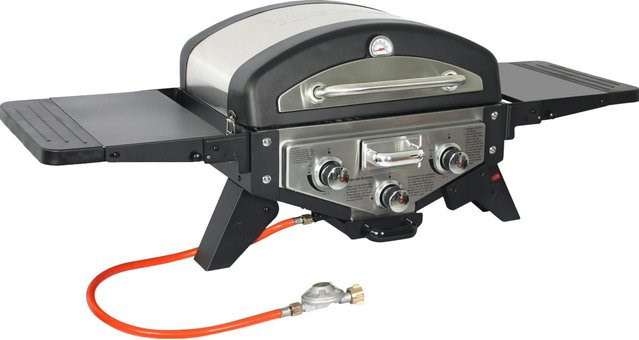 El Fuego Tischgasgrill Medison Smoker mit 2 Brennern in Silber mit Aromabox und emaillierten Grillrosten - Bild 1