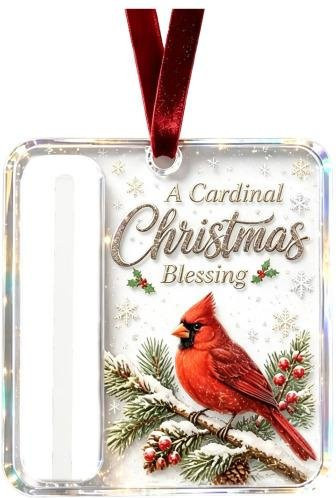 Personalisierter Acryl-Geldclip von Aunel als Weihnachtsanhänger mit floralem Vogelmotiv in Mehrfarbig - Bild 1
