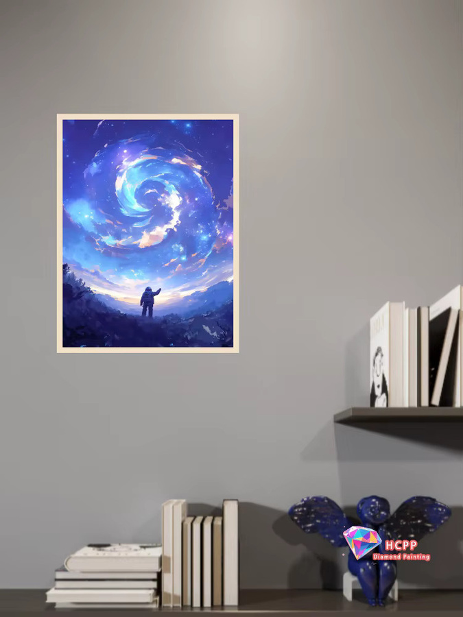 Diamant-Malerei-Set von Potdemiel mit Sternenhimmel und Blumenfiguren im Anime-Stil, Wanddekoration, Multicolor, Rund - Bild 2