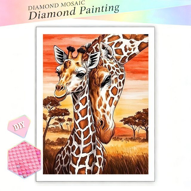 EverShine DIY Diamant-Stickerei Giraffe 5D Vollbohr-Mosaik Set in Multicolour, Breite: 20,0 cm, Höhe: 30,0 cm - Bild 1