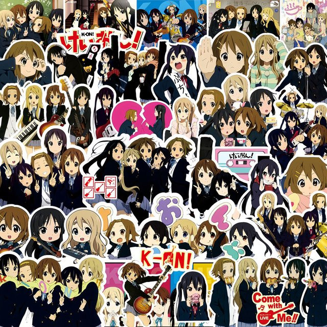 75 Stück Bandai K-ON! Anime Aufkleber Set, Kawaii Mädchen Cartoon Sticker, wasserfest für Notebook, Tagebuch und Gitarre, Mehrfarbig - Bild 1