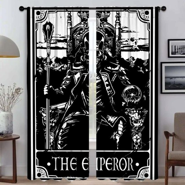 Tödliches Tarot Die Sonne Verdunkelungsvorhang Set mit 2 Stück in Schwarz, Breite: 50 cm, Höhe: 70 cm - Bild 1