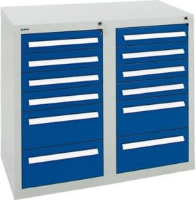 Stumpf Schubladenschrank Serie T-100/35-2 aus Metall mit 12 Schubladen in Enzianblau und Grau, abschließbar - Bild 1