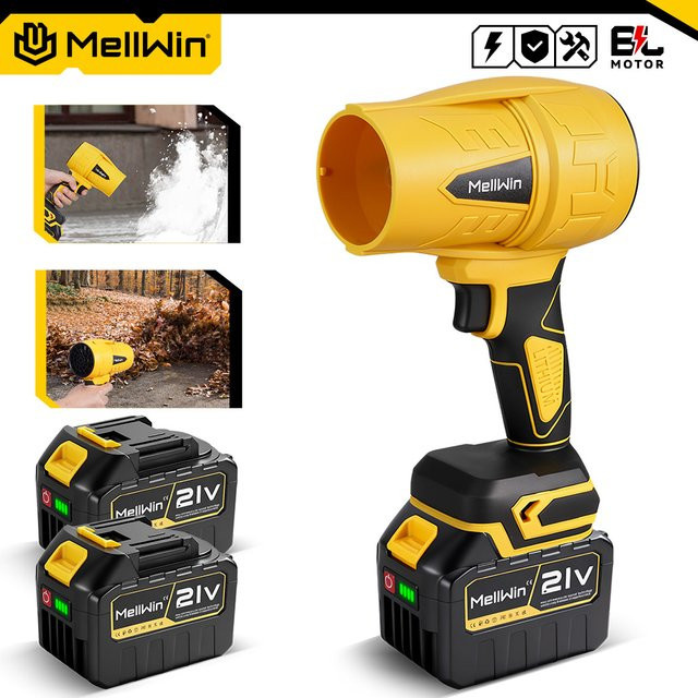 MELLWIN Akkubetriebener Turboventilator Laubbläser Gelb für Makita 18V Akku mit 350 m/s Luftgeschwindigkeit - Bild 1
