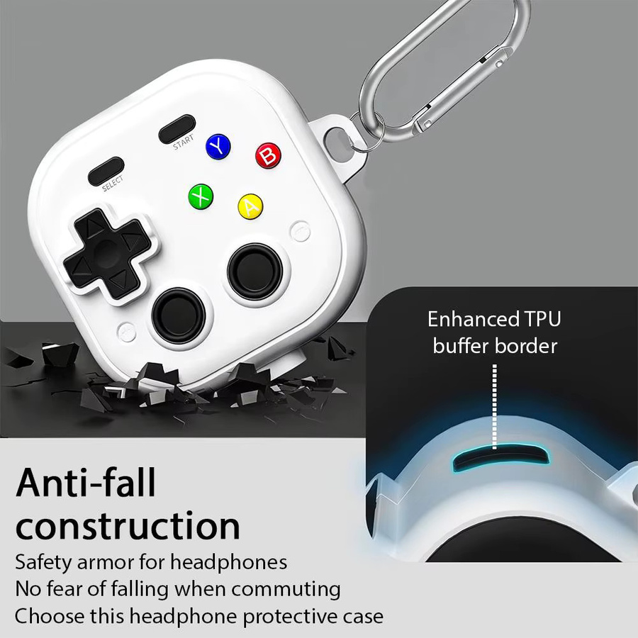 Samsung Galaxy Buds 4 Pro / Buds 4 Schutzhülle im 2-in-1 Game-Player-Design aus weichem TPU in Schwarz inklusive Reinigungsset - Bild 4