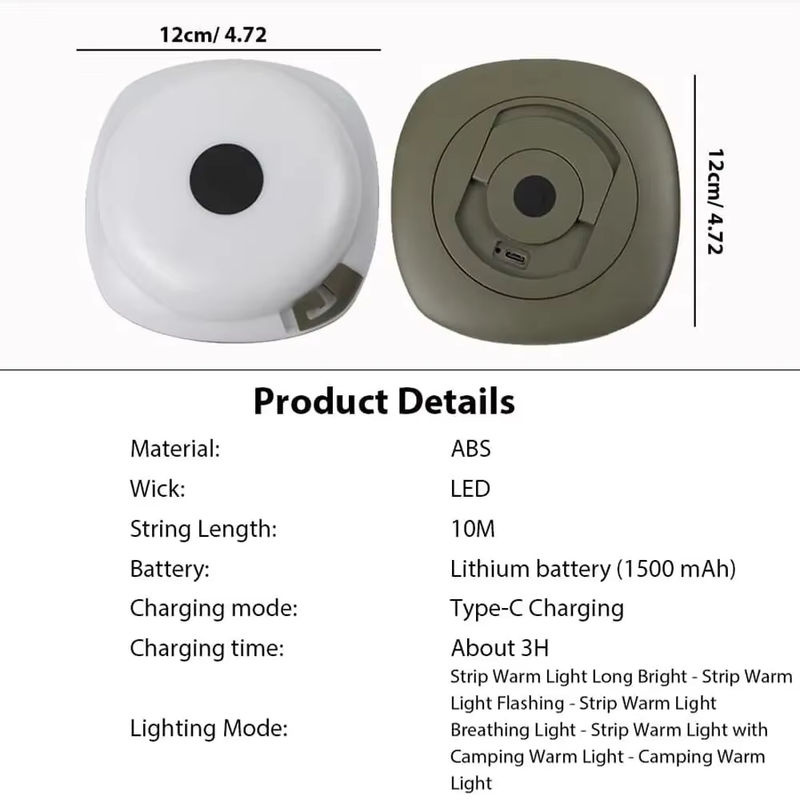 ESMARTER LED Campinglampe wiederaufladbar, 10 m Lichterkette in Schwarz mit warmweißem Licht, IPX4 wasserdicht für Outdoor, Garten und Zeltzimmer - Bild 6