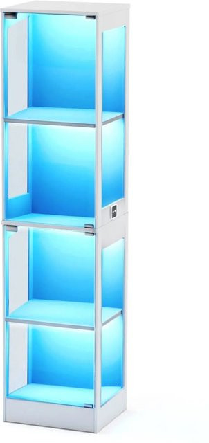 PXloue Glasvitrine mit LED-Beleuchtung und Sicherheitsglas in Weiß, B/T/H: 40 x 35 x 165 cm - Bild 1
