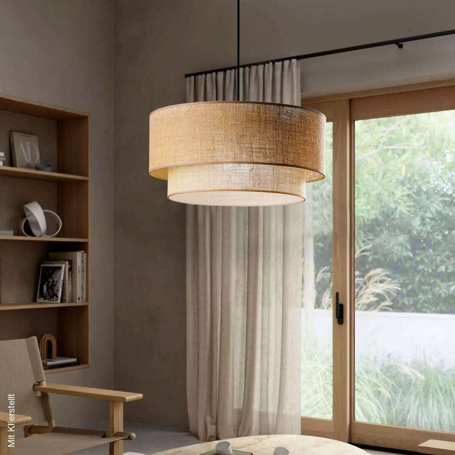 Opviq Pendelleuchte beige aus Metall und PVC mit E27 Fassung, B/H/T: 30 x 80 x 30 cm - Bild 2