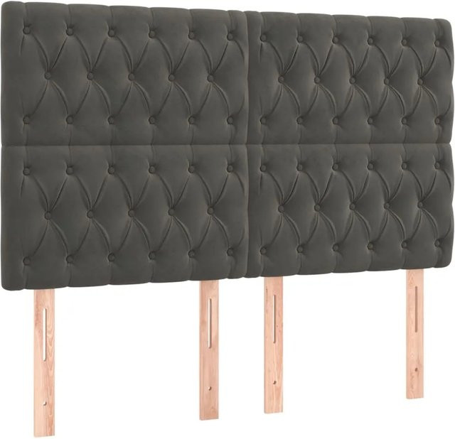 vidaXL LED Kopfteil aus Samt in Dunkelgrau mit integrierter Beleuchtung und USB-Anschluss, B: 160 cm, H: 118 bis 128 cm, T: 7 cm - Bild 1